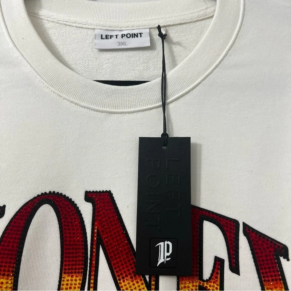 Left Point Sweatshirt Money Sneakers Graffiti Rhinestones Y2K 90s Streetwear 3XL